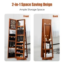 Costway 360degree Rotatable Jewelry Cabinet 2-in-1 Lockable Mirrored Organizer 19 Costway 360degree Rotatable Jewelry Cabinet 2-in-1 Lockable Mirrored Organizer -Bedroom Home Store GUEST 99a53912 6ccc 4dbc bd88 2d7317a9989e