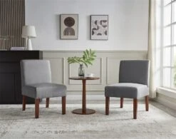 Carl Armless Fabric Upholstered Accent Chair Set Of 2 With Round Wood Side Table Slipper Chairs Sets-Maison Boucle 21 Carl Armless Fabric Upholstered Accent Chair Set Of 2 With Round Wood Side Table Slipper Chairs Sets-Maison Boucle -Bedroom Home Store GUEST 9a763095 c9ed 415c 9094 9c1c1a5604e8