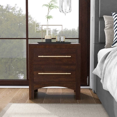 Melonnes Transitional 2 Drawer Nightstand Walnut - HOMES: Inside + Out 4 Melonnes Transitional 2 Drawer Nightstand Walnut - HOMES: Inside + Out - Image 2