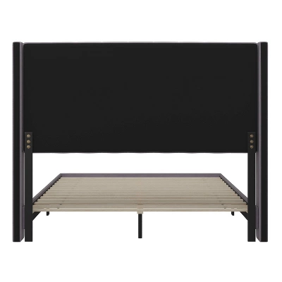 Soren Velvet Upholstered Platform Bed Frame With Wingback Headboard - Taylor & Logan 9 Soren Velvet Upholstered Platform Bed Frame With Wingback Headboard - Taylor & Logan - Image 7