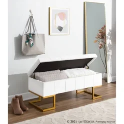 41" Midas Glam Storage Bench Steel/Velvet Gold/White - LumiSource 11 41" Midas Glam Storage Bench Steel/Velvet Gold/White - LumiSource -Bedroom Home Store GUEST 9b1c2471 9f27 4762 9555 ef95c9436bbc