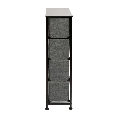Flash Furniture 4 Drawer Slim Wood Top Cast Iron Frame Vertical Storage Dresser With Easy Pull Fabric Drawers 8 Flash Furniture 4 Drawer Slim Wood Top Cast Iron Frame Vertical Storage Dresser With Easy Pull Fabric Drawers - Image 6