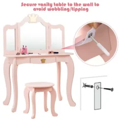 Costway Kids Makeup Dressing Table Chair Set Princess Vanity & Tri-folding Mirror 19 Costway Kids Makeup Dressing Table Chair Set Princess Vanity & Tri-folding Mirror -Bedroom Home Store GUEST 9b8b55e6 ebdd 4b30 8dee 9d2e833973cc