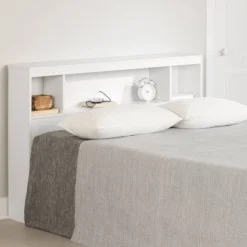 Full Fusion Bookcase Headboard Pure White - South Shore