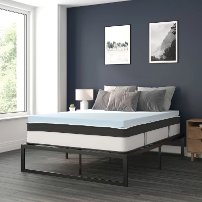 Flash Furniture 14 Inch Metal Platform Bed Frame With 12 Inch Pocket Spring Mattress In A Box And 3 Inch Cool Gel Memory Foam Topper 3 Flash Furniture 14 Inch Metal Platform Bed Frame With 12 Inch Pocket Spring Mattress In A Box And 3 Inch Cool Gel Memory Foam Topper
