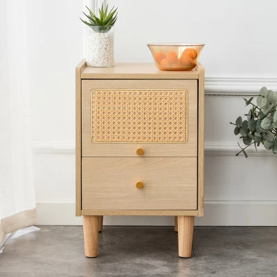 Organnice Natural Style 2-Drawer Nightstand Bed Side Table 5 Organnice Natural Style 2-Drawer Nightstand Bed Side Table - Image 3