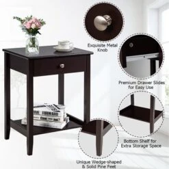 Costway Nightstand End Table Storage Display Bedroom Furniture Drawer Shelf Beside WhiteBrownGrey 16 Costway Nightstand End Table Storage Display Bedroom Furniture Drawer Shelf Beside WhiteBrownGrey -Bedroom Home Store GUEST 9d662f5e 4e1b 4f33 b8bc d5cf756d45bb