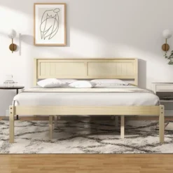 Costway Full/Queen/Twin Size Wooden Platform Bed Frame With Headboard Mattress Foundation Natural 15 Costway Full/Queen/Twin Size Wooden Platform Bed Frame With Headboard Mattress Foundation Natural -Bedroom Home Store GUEST 9e8a979c 1b80 4c12 9714 7e66e363f673