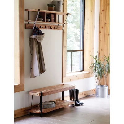Alaterre Furniture 48" Ryegate Natural Brown Live Edge Solid Wood Bench Metal And Wood 5 Alaterre Furniture 48" Ryegate Natural Brown Live Edge Solid Wood Bench Metal And Wood - Image 3