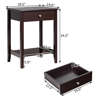 Costway Nightstand End Table Storage Display Bedroom Furniture Drawer Shelf Beside WhiteBrownGrey 3 Costway Nightstand End Table Storage Display Bedroom Furniture Drawer Shelf Beside WhiteBrownGrey
