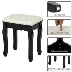 Costway Vanity Set Makeup Dressing Table W/5 Drawers 12 LED Bulb Black 19 Costway Vanity Set Makeup Dressing Table W/5 Drawers 12 LED Bulb Black -Bedroom Home Store GUEST a00408f7 7dcc 4c22 8914 2c3c9e78590d
