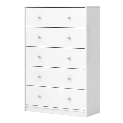 Wood Portland 5 Drawer Chest In White-Tvilum 4 Wood Portland 5 Drawer Chest In White-Tvilum - Image 3