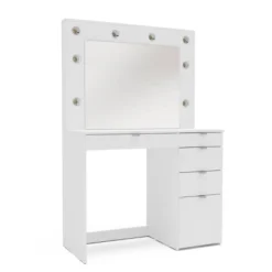 Harper Vanity Table With Lighted Mirror White - Polifurniture 9 Harper Vanity Table With Lighted Mirror White - Polifurniture -Bedroom Home Store GUEST a1cd8e27 99e7 4ac3 9cf7 23ab6558c9c6