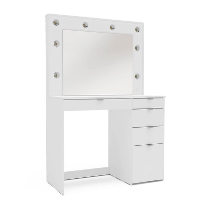 Harper Vanity Table With Lighted Mirror White - Polifurniture 6 Harper Vanity Table With Lighted Mirror White - Polifurniture - Image 4