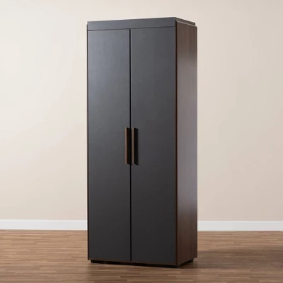 7 Shelf Wardrobe Rikke Two-Tone Wood Storage Cabinet Brown - Baxton Studio 4 7 Shelf Wardrobe Rikke Two-Tone Wood Storage Cabinet Brown - Baxton Studio - Image 3