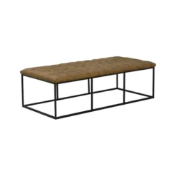 58" Draper Large Bench With Button Tufting Faux Leather Light Brown - HomePop 15 58" Draper Large Bench With Button Tufting Faux Leather Light Brown - HomePop -Bedroom Home Store GUEST a2c440b8 835c 49e7 a130 11fa14a40f9e