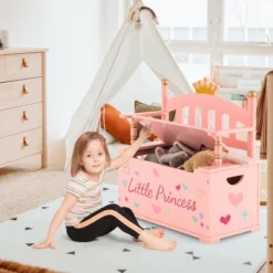 Costway Kids Princess Wooden Bench Seat Toy Box Storage Organizer Children Playroom Pink 14 Costway Kids Princess Wooden Bench Seat Toy Box Storage Organizer Children Playroom Pink -Bedroom Home Store GUEST a2df80f4 d1f4 4c78 a30b 6f24ad05e9b8