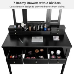 Costway 7 Drawers Vanity Set Dressing Table W/ Tri-Folding Mirror 18 Costway 7 Drawers Vanity Set Dressing Table W/ Tri-Folding Mirror -Bedroom Home Store GUEST a30fb915 2513 49d7 8004 b4901ea321ee