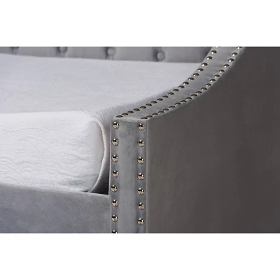 Raphael Velvet Fabric Upholstered Daybed With Trundle - Baxton Studio 8 Raphael Velvet Fabric Upholstered Daybed With Trundle - Baxton Studio - Image 6