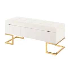 41" Midas Glam Storage Bench Steel/Velvet Gold/White - LumiSource 9 41" Midas Glam Storage Bench Steel/Velvet Gold/White - LumiSource -Bedroom Home Store GUEST a51867b9 d324 4166 b5d9 d50078d260ca