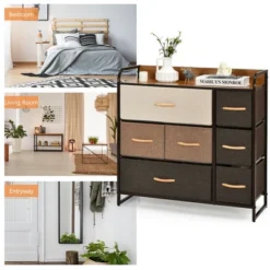 Costway 7-Drawer Dresser Storage 3-Tier Organizer Tower Steel Frame Wooden Top 19 Costway 7-Drawer Dresser Storage 3-Tier Organizer Tower Steel Frame Wooden Top -Bedroom Home Store GUEST a52b0eb8 fbc5 4e7a 8345 7f2c6262b259