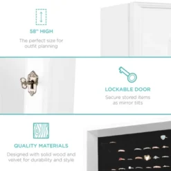 Best Choice Products 6-Tier Standing Mirror Lockable Storage Organizer Cabinet Armoire W/ Velvet Interior 15 Best Choice Products 6-Tier Standing Mirror Lockable Storage Organizer Cabinet Armoire W/ Velvet Interior -Bedroom Home Store GUEST a56a10e8 1d24 4e4c 8c56 5cfb1232f4e4