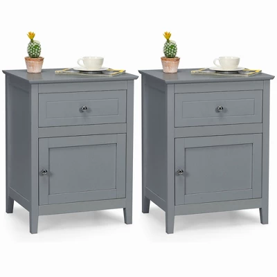 Costway 2PCS Nightstand With Drawer Accent Side End Table Storage Cabinet WhiteNatural 13 Costway 2PCS Nightstand With Drawer Accent Side End Table Storage Cabinet WhiteNatural - Image 12