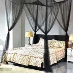 4 Corner Post Bed Canopy Mosquito Net Full Queen King Size Netting Bedding Black 13 4 Corner Post Bed Canopy Mosquito Net Full Queen King Size Netting Bedding Black -Bedroom Home Store GUEST a66a1e56 6889 43c3 9d14 e5e392f679bb