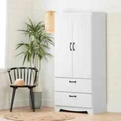 Bedroom Home Store 17 Farnel Wardrobe Armoire Pure White - South Shore