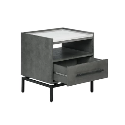 Ashton Marble Top Nightstand Table Gray - Finch 8 Ashton Marble Top Nightstand Table Gray - Finch - Image 6