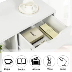 Costway 3-tier Side Table W/Storage Shelf&Drawer Space-saving Nightstand White 15 Costway 3-tier Side Table W/Storage Shelf&Drawer Space-saving Nightstand White -Bedroom Home Store GUEST a8b4e743 eef6 480e ba2a 1bd3b82246d0