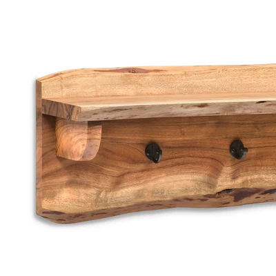 Alaterre Furniture Alpine Natural Brown Live Edge 36" Bench With Coat Hook Shelf Set Metal And Wood 7 Alaterre Furniture Alpine Natural Brown Live Edge 36" Bench With Coat Hook Shelf Set Metal And Wood - Image 5