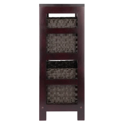 29.21" 3pc Leo Storage Shelf With Baskets Espresso/Chocolate - Winsome 4 29.21" 3pc Leo Storage Shelf With Baskets Espresso/Chocolate - Winsome - Image 2