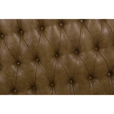 58" Draper Large Bench With Button Tufting Faux Leather Light Brown - HomePop 9 58" Draper Large Bench With Button Tufting Faux Leather Light Brown - HomePop - Image 7