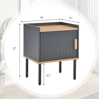 Costway Nightstand Bedside End Table With Door Cabinet For Living Room Bedroom 4 Costway Nightstand Bedside End Table With Door Cabinet For Living Room Bedroom - Image 2