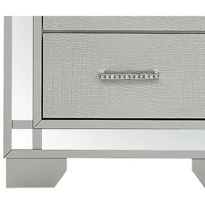 Passion Furniture Madison 2-Drawer Silver Champagne Nightstand (26 In. H X 17 In. W X 23 In. D) 8 Passion Furniture Madison 2-Drawer Silver Champagne Nightstand (26 In. H X 17 In. W X 23 In. D) - Image 6