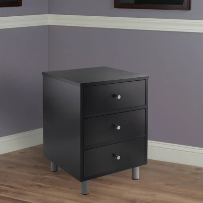 Daniel Nightstand With 3 Drawers Black - Winsome 7 Daniel Nightstand With 3 Drawers Black - Winsome - Image 5