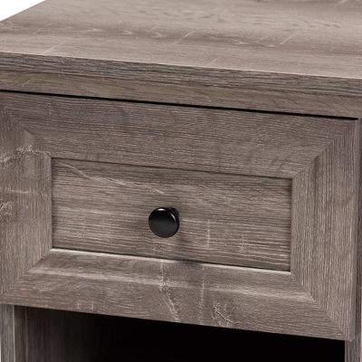 Dara 1 Drawer Wood Nightstand Gray/Brown/Black - Baxton Studio 6 Dara 1 Drawer Wood Nightstand Gray/Brown/Black - Baxton Studio - Image 4