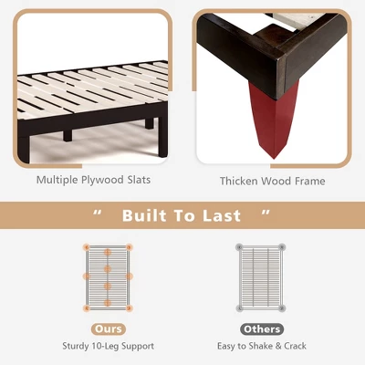 Costway Full Size Wood Bed Frame & 10'' Foam Mattress Set CertiPUR-US Certified Natural/Espresso 9 Costway Full Size Wood Bed Frame & 10'' Foam Mattress Set CertiPUR-US Certified Natural/Espresso - Image 8