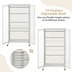 Costway Storage Wardrobe Cabinet Mobile Armoire Closet With Hanging Rod & Adjustable Shelf 16 Costway Storage Wardrobe Cabinet Mobile Armoire Closet With Hanging Rod & Adjustable Shelf -Bedroom Home Store GUEST aded722b 203b 47bd b6c9 a71ca5d58b40