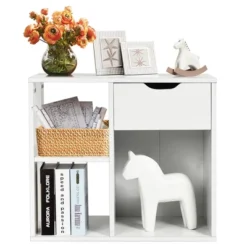Costway 3-tier Side Table W/Storage Shelf&Drawer Space-saving Nightstand White 19 Costway 3-tier Side Table W/Storage Shelf&Drawer Space-saving Nightstand White -Bedroom Home Store GUEST ae21f273 8cdc 4dde a758 707a69addf46