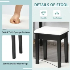 Costway Vanity Table Set With Lighted Mirror Adjustable 10 Bulbs Dresser 4 Drawer 18 Costway Vanity Table Set With Lighted Mirror Adjustable 10 Bulbs Dresser 4 Drawer -Bedroom Home Store GUEST af08fe3c 0df0 45ae b417 97d1eb5a84fb