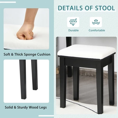 Costway Vanity Table Set With Lighted Mirror Adjustable 10 Bulbs Dresser 4 Drawer 9 Costway Vanity Table Set With Lighted Mirror Adjustable 10 Bulbs Dresser 4 Drawer - Image 7