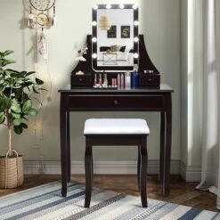 Costway Vanity Table 10 Dimmable Bulbs Makeup Desk WhiteBlackBrown 16 Costway Vanity Table 10 Dimmable Bulbs Makeup Desk WhiteBlackBrown -Bedroom Home Store GUEST af32eb98 5ed7 4948 8a42 2f39d7d32419