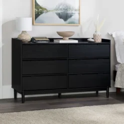 Bedroom Home Store 33 Mid-Century Modern Solid Wood 6 Drawer Double Dresser - Saracina Home