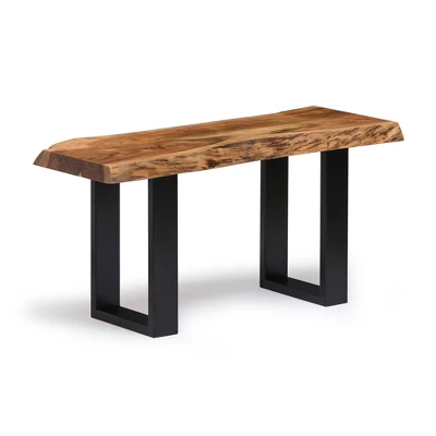 Alaterre Furniture Alpine Natural Brown Live Edge 36" Bench With Coat Hook Shelf Set Metal And Wood 4 Alaterre Furniture Alpine Natural Brown Live Edge 36" Bench With Coat Hook Shelf Set Metal And Wood - Image 2
