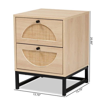 Ardon Bohemian Wood And Metal 1 Drawer Nightstand With Rattan Light Brown/Black - Baxton Studio 11 Ardon Bohemian Wood And Metal 1 Drawer Nightstand With Rattan Light Brown/Black - Baxton Studio - Image 9
