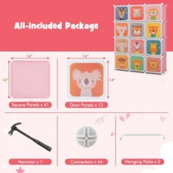 Costway 12-Cube Kids Wardrobe Baby Dresser Bedroom Armoire Clothes Hanging Closet With Door Blue/Pink 21 Costway 12-Cube Kids Wardrobe Baby Dresser Bedroom Armoire Clothes Hanging Closet With Door Blue/Pink -Bedroom Home Store GUEST b1c41f6f f654 4a02 88d5 93b7c642c189