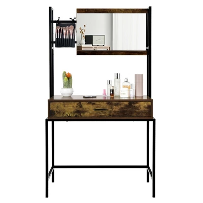 Costway Industrial Vanity Table With 3-Height Adjustable Mirror Storage Bag Large Drawer 11 Costway Industrial Vanity Table With 3-Height Adjustable Mirror Storage Bag Large Drawer - Image 9