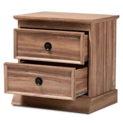 Ryker Oak Finished 2 Drawer Wood Nightstand Brown - Baxton Studio 15 Ryker Oak Finished 2 Drawer Wood Nightstand Brown - Baxton Studio -Bedroom Home Store GUEST b3e01721 05d2 4e75 bcd2 c5db8bf796c0